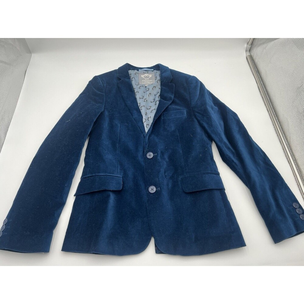 APPAMAN Fine Tailoring Boys Blue Velvet Blazer  Suit Jacket Tuxedo Holiday Sz.14